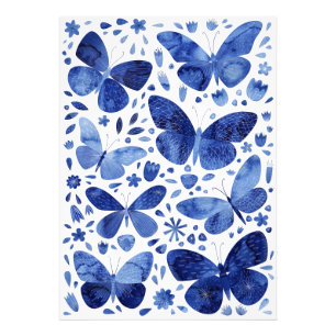 Impression Photo Papillons Aquarelle Bleu