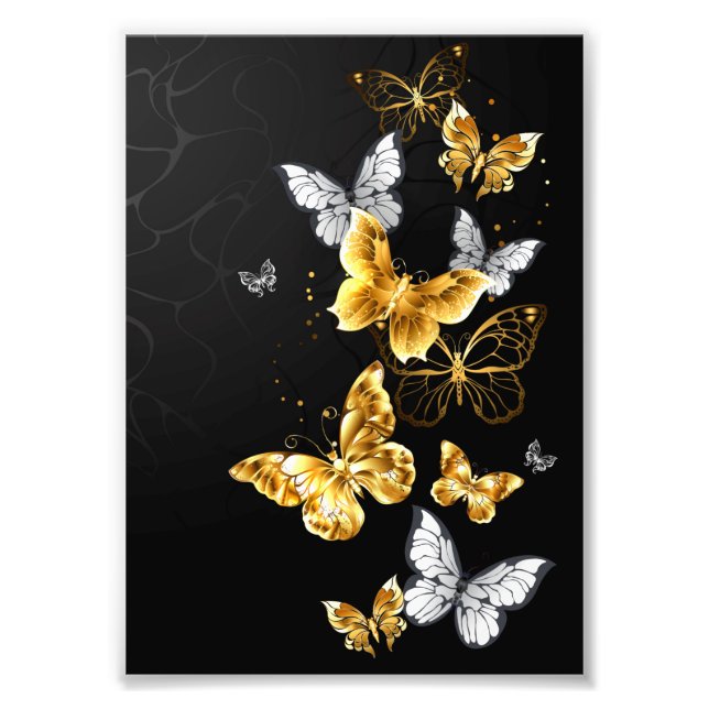 Impression Photo Papillons blancs et dorés (Devant)