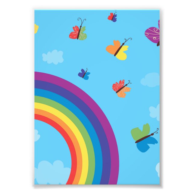 Impression Photo Papillons dans un ciel arc-en-ciel (Devant)