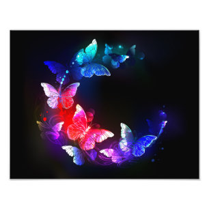 Impression Photo Papillons de nuit Neon brillants sur arrière - pla
