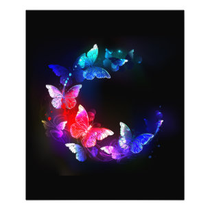 Impression Photo Papillons de nuit Neon brillants sur arrière - pla