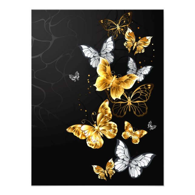 Impression Photo Papillons dorés et blancs (Devant)
