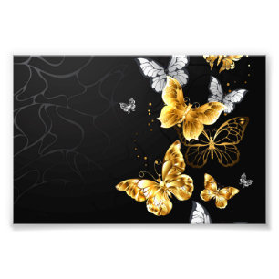 Impression Photo Papillons dorés et blancs