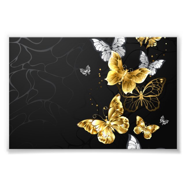 Impression Photo Papillons dorés et blancs (Devant)
