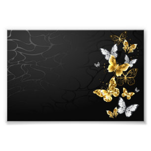 Impression Photo Papillons dorés et blancs