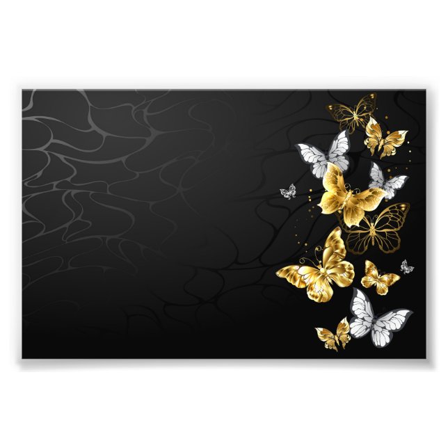 Impression Photo Papillons dorés et blancs (Devant)