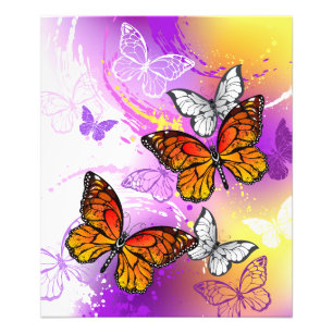 Impression Photo Papillons monarques sur fond violet