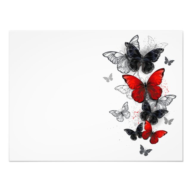 Impression Photo Papillons noirs et rouges volants (Devant)