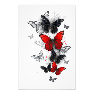 Impression Photo Papillons noirs et rouges volants
