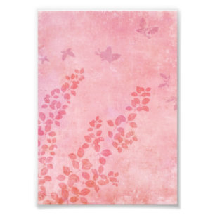 Impression Photo Papillons rose vintage Fleur sauvage Foliing