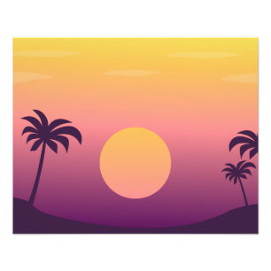 Impression Photo Paradis tropical : coucher de soleil avec palmiers