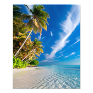 Impression Photo Paradise Shoreline : Palmiers tropicaux et cristal