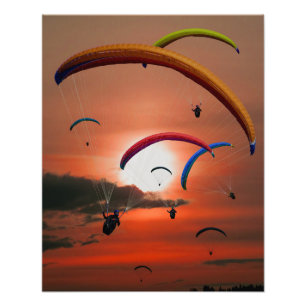 Impression Photo Parapente au coucher du soleil