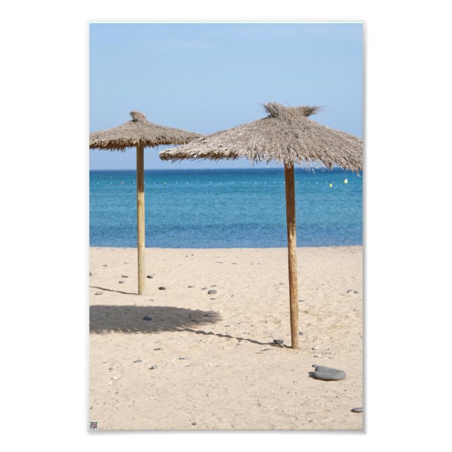 Impression Photo Parapluies de plage en chaume (Devant)