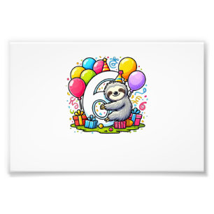 Impression Photo Paresseux 6e anniversaire pour garçon fille 6 ans