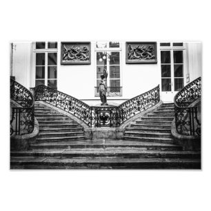 Impression Photo Paris Courtyard and Stairs - Noir et Blanc