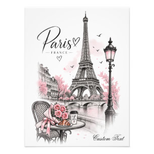 Impression Photo Paris Romance — Tour Eiffel et Roses Roses