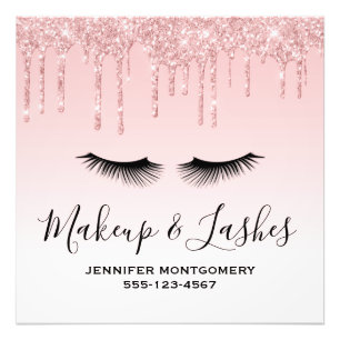 Impression Photo Parties scintillant de séchage rose moderne et cil