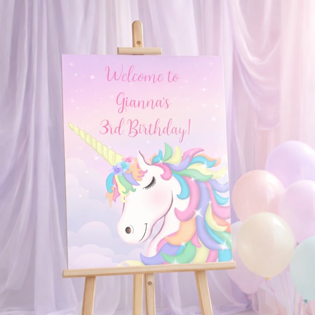 Impression Photo Pastel Rainbow Magical Unicorn Welcome Sign (Créateur téléchargé)