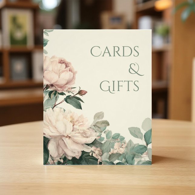 Impression Photo Pastel Watercolor Rose Peonies Wedding Cards Sign (Créateur téléchargé)
