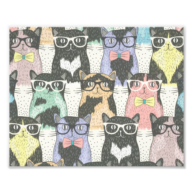 Impression Photo Patters de Cute Hipster Cats (Devant)