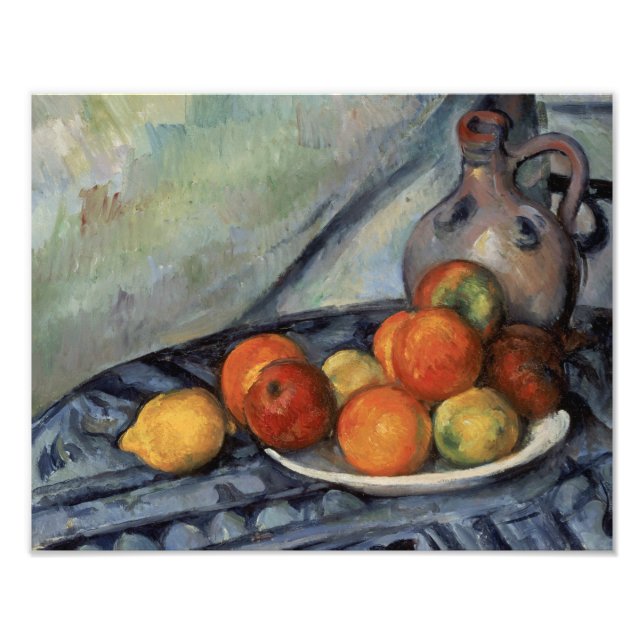 Impression Photo Paul Cezanne - Fruits et un Jug sur une table (Devant)