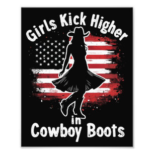 Impression Photo Pays Western Cowgirl Girls Kick Plus Haut En Botte