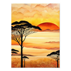 Impression Photo Paysage africain du coucher de soleil