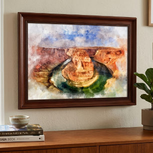 Impression Photo Paysage aquarelle de Horseshoe Bend Grand Canyon