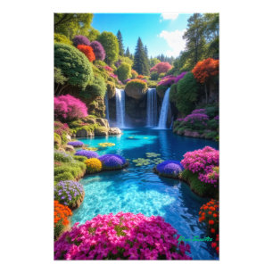 Impression Photo Paysage Artistique de Cascade Tropicale Coloré