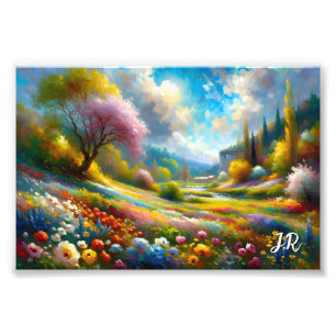 Impression Photo Paysage coloré Vintage Flower Field Art personnali