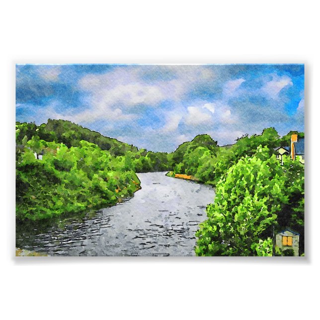 Impression Photo Paysage d'aquarelle d'une rivière dans le comté de (Devant)