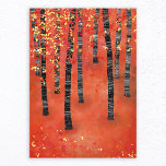 Impression Photo Paysage de la forêt de Birch<br><div class="desc">Peinture d'un bouleau ou d'une forêt de trembles à l'automne. Bois rouge,  orange et jaune semi-abstrait.</div>