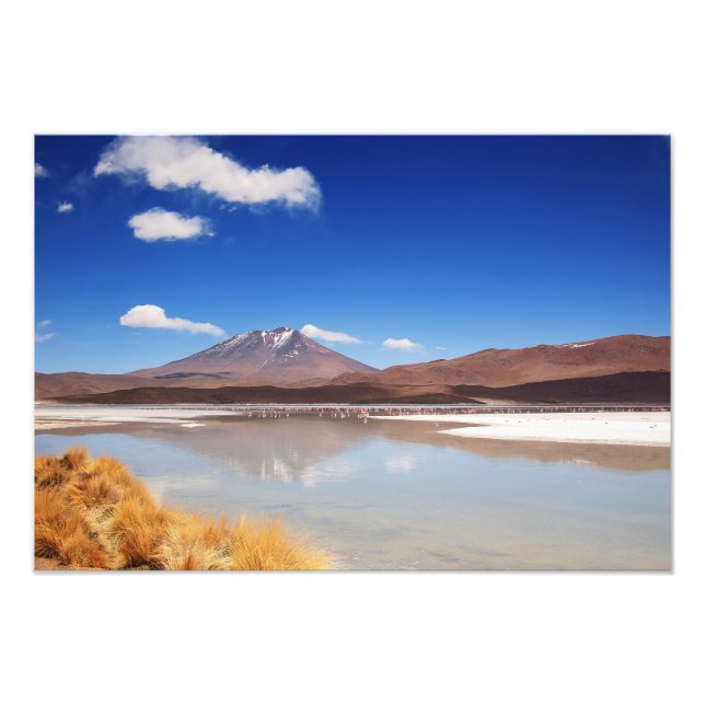 Impression Photo Paysage de l'Altiplano avec volcan en Bolivie (Devant)