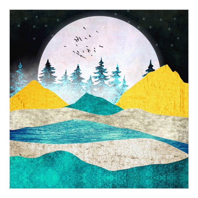 Impression Photo Paysage de lever de superlune (Devant)
