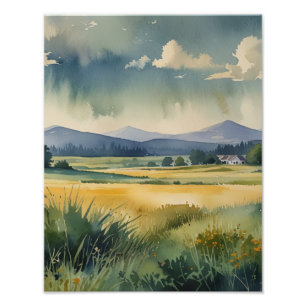 Impression Photo Paysage de rêve à l'aquarelle douce