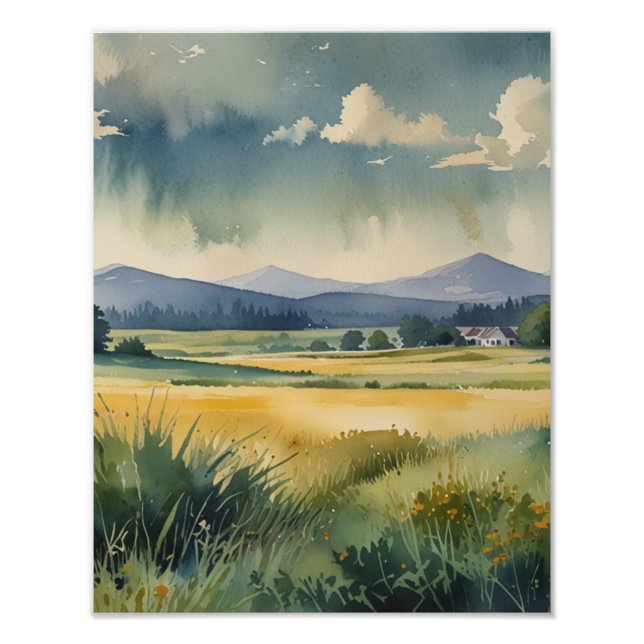 Impression Photo Paysage de rêve à l'aquarelle douce (Devant)