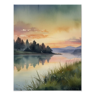 Impression Photo Paysage de rêve à l'aquarelle douce