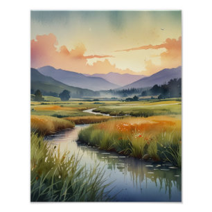 Impression Photo Paysage de rêve aquarelle douce