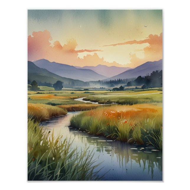 Impression Photo Paysage de rêve aquarelle douce (Devant)