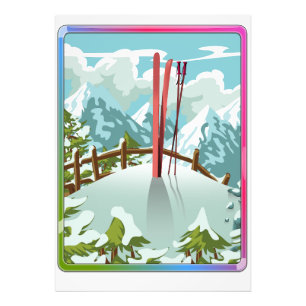 Impression Photo Paysage de ski dessin animé