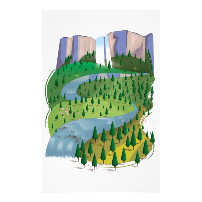 Impression Photo Paysage des chutes d'eau (Devant)