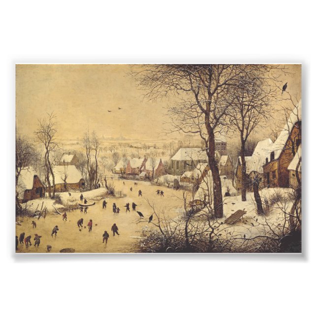 Impression Photo Paysage d'hiver avec piège à oiseaux par Pieter Br (Devant)