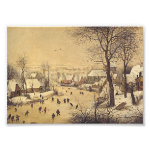 Impression Photo Paysage d'hiver avec piège à oiseaux par Pieter Br