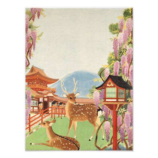 Impression Photo Paysage JAPONAIS | cerf sacré de Nara | temple (Devant)