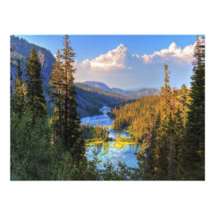 Impression Photo Paysage Montagnes Ruisseau Ciel nuageux Nature Imp