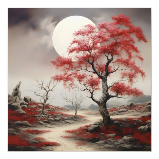 Impression Photo Paysage nocturne de Red Tree (Devant)