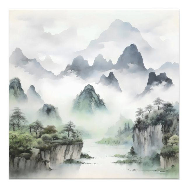 Impression Photo Paysage peinture asiatique (Devant)