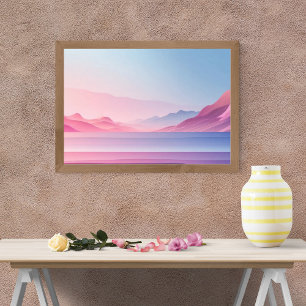 Impression Photo Paysage rêvé de montagnes roses et violettes