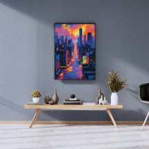 Paysage urbain dynamique au Sunset Neon Lumières n